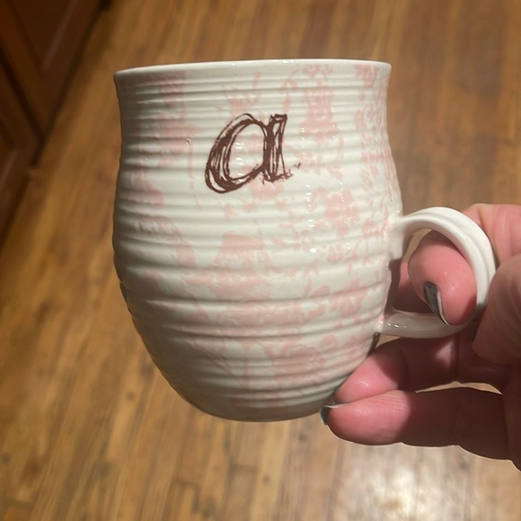 ANTHROPOLOGIE "A” Homegrown Monogram Floral Porcelain Mug - Picture 2 of 5
